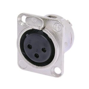 Neutrik NC3FDL1 3 pole male receptacle, solder contacts, Nickel housing, silver contacts.