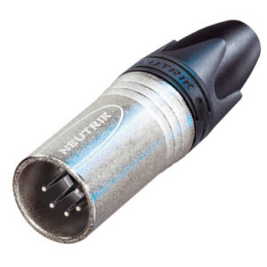 Neutrik NC5MXX 5 pole male cable connector with Nickel housing and silver contacts.