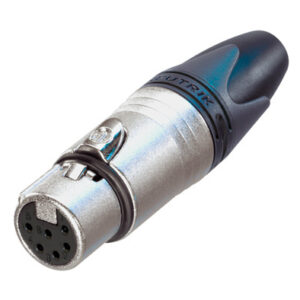Neutrik NC6FXX 6 pole female cable connector with Nickel housing and silver contacts.