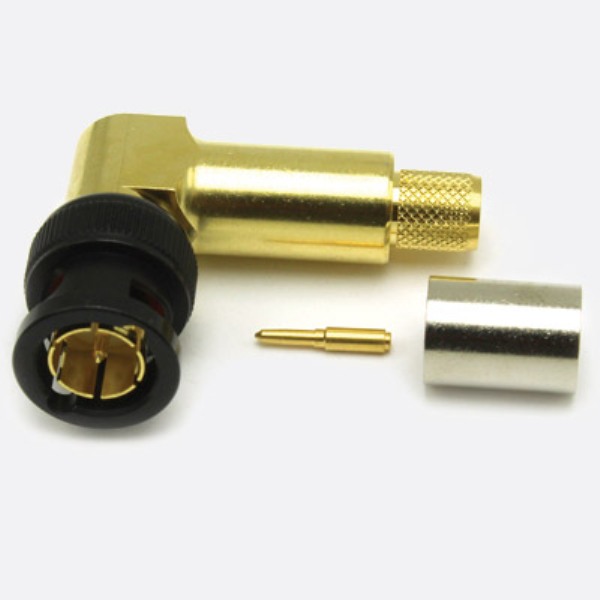 COAX CONNS 10-104-W66-FC BNC 12G UHD Male cable right-angle crimp 75 ohm black