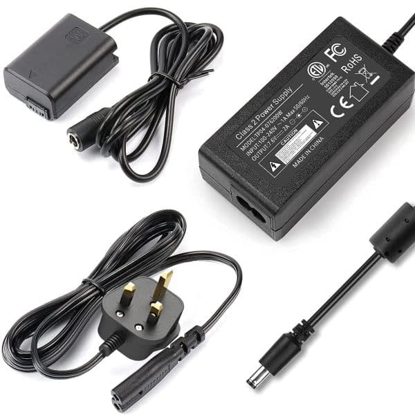 F1TP Power Supply Adapter NP-FW50 Dummy Battery Coupler kit for Sony Alpha A6500 A7II A7SII A7RII ZV-E10 Cameras