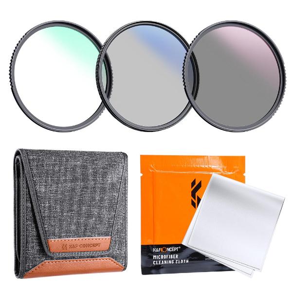 K&F 77mm 3pcs Professional Lens Filter Kit (MCUV/CPL/ND4) + Filter Pouch for DSLR Camera Lens SKU.1944V2