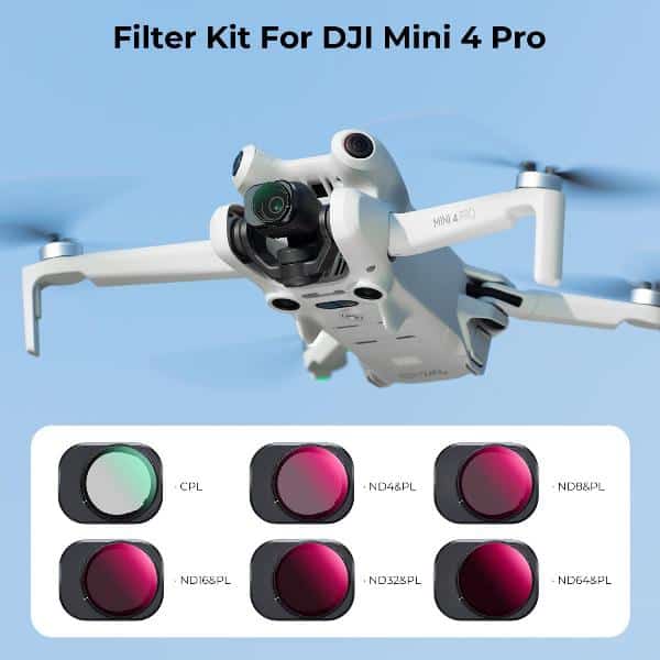 K&F Concept CPL, ND&PL Filters Set for DJI Mini 4 Pro 6 Pack (CPL, ND4&PL, ND8&PL, ND16&PL, ND32&PL, ND64&PL) SKU.2082V1