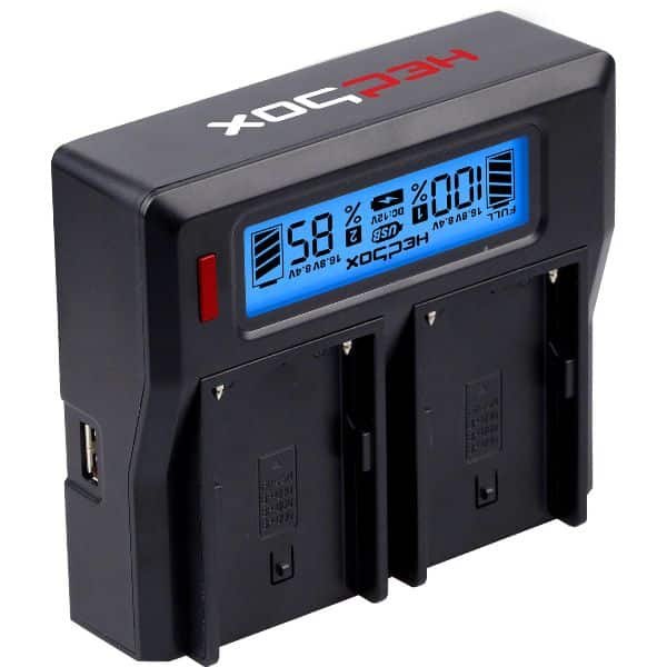 HEDBOX RP-DC50 Digital Dual Battery Charger for Panasonic DMW-BLK22 Batteries