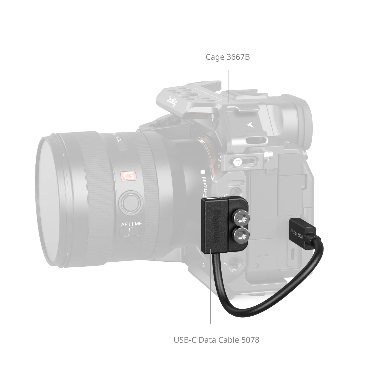 SmallRig 5078 USB-C Data Cable (Male to Female) 20Gbps data transfer ...