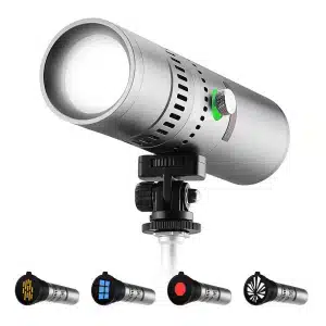 K&F Concept 25W RGB Flashlight for Photography Rechargeable 4500mAh Aluminum Alloy 4 Color with 20 Gobos and Zoomable Focus KF34.063