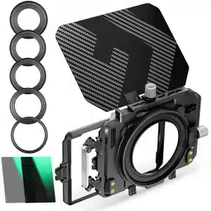 K&F CONCEPT Matte Box with Carbon fiber Top Flag, with ND4 ND32 Filter, Two 4 x5.65" Filter Trays, Camera Matte Box Compatible with 67mm/ 72mm/ 77mm/ 82mm/ 95mm Lenses SKU.2182