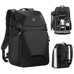K&F Concept KF13.144  Camera Backpack 20L Large Waterproof Camera Bag with Front HardShell 15.6" Laptop Tripod Compartment 20L Nature Wander 02 Black